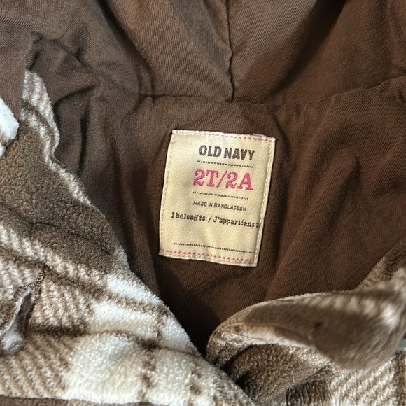 Old Navy brown plaid fleece jacket size 2T - Picture 2 of 5